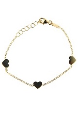 nice tiny gold 3 polished hearts kids bracelet